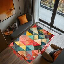 1 Pc, American Retro And Elegant Design, Rectangular Line Geometric Design Color Matching, Suitable For Living Room, Bedroom, Kitchen, Bathroom, Bathroom, Entrance Door, Courtyard, Four-Season Soft Floor Mat, Home Decoration Gifts Birthday Graduation