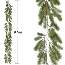 1 szt. świąteczna girlanda sosnowa, 6-stopowa świąteczna girlanda z zieleni, realistyczna girlanda sosnowa, girlanda cyprysowa na świąteczny kominek, centralny element stołu - Wielokolorowe - Zobacz 9
