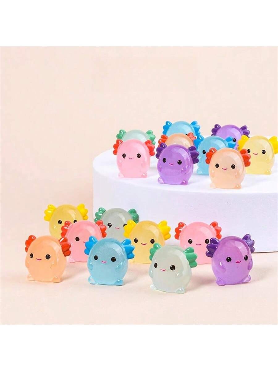 1 pezzo/6 pezzi/12 pezzi/18 pezzi Mini dinosauri fluorescenti, mini figure da collezione, decorazione per paesaggio in miniatura per auto, decorazione per casa delle bambole, ornamento da scrivania, organizer per auto, accessorio per fotografia di paesaggi in miniatura, ottimo regalo