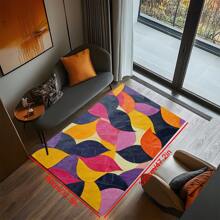 1 Pc, American Retro And Elegant Design, Rectangular Line Geometric Design Color Matching, Suitable For Living Room, Bedroom, Kitchen, Bathroom, Bathroom, Entrance Door, Courtyard, Four-Season Soft Floor Mat, Home Decoration Gifts Birthday Graduation