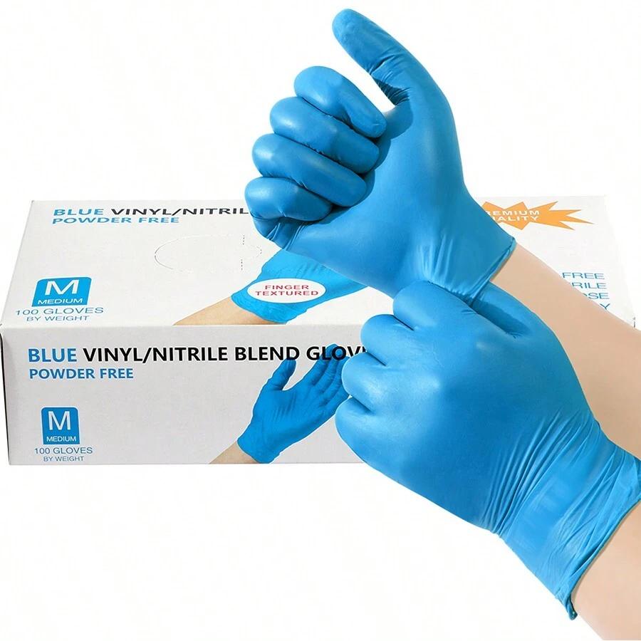 1 包一次性丁腈手套，加厚，无粉，无乳胶，无菌，高弹性，高防护，舒适耐用，适用于清洁、美发、宠物护理、园艺、工艺、汽车维修 - 粉色、黑色、蓝色、透明/白色/绿色/紫色 [无包装盒]