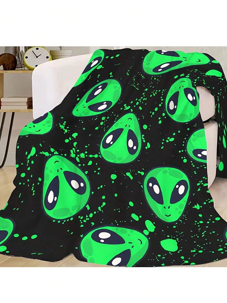 1pc UltraSoft Flannel Blanket, Personality Design Skull Pattern