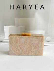 优雅女士星空亚克力单肩链条包、派对礼服手拿包、迷你化妆包、新娘手提包 - 香檳色 - 查看 2