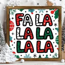 1 件“Fa La La La La”木制标牌，现代风格，节日圣诞节家居装饰，无需电源，多用途节日装饰，适合舒适的生活空间，农舍厨房装饰，安装在桌面上，帆布墙艺术，感恩节圣诞节礼物 - 彩色 - 查看 6