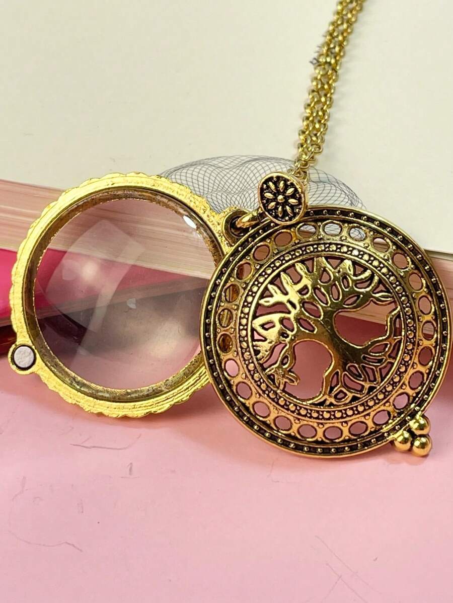 1 Gold Antique Magnifying Glass Magnifying Glass Pendant, Flip