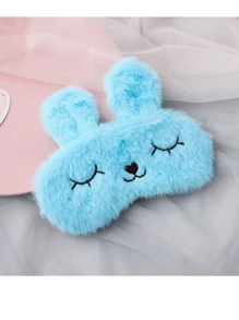 Cute Cartoon Rabbit Ear Plush Silk Eye Mask, Comfortable Sleep Eye Shade, Hot/Cold Compress Eye Care - Blue - View 6