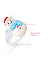 1set Christmas Cartoon Santa Claus, Reindeer, Snowman Design Resin Rings, Versatile Accessory Finger Rings For Women - Multicolor - View 4