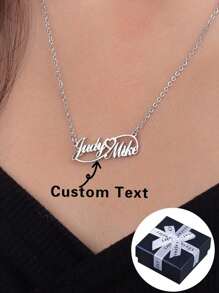 قلادة اسم مصنوعة من الفولاذ المقاوم للصدأ ، قلادة مخصصة للأزواج / أفضل الأصدقاء / عيد الأم ، هدية مثالية لعيد الحب ، هالوين ، عودة إلى المدرسة ، أفكار هدايا شتوية للفتى والفتاة في عيد الحب