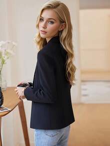 Blazer attillato corto color albicocca per donna, giacca da tailleur di qualità chic, nuova moda primavera-autunno 2025 - nero - Visualizzare 2