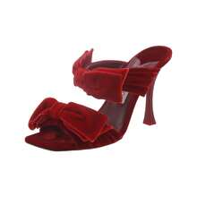 Jimmy Choo Flaca Womens Velvet Bow Slide Sandals - 紅/紅 - 查看 1