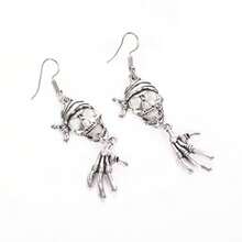 1 套海盗骷髅手吊坠耳环，创意设计，极简主义，朋克时尚复古时尚，休闲，适合送礼、日常穿着、街头、派对、节日，附有 OPP 袋 - 復古銀色 - 查看 4