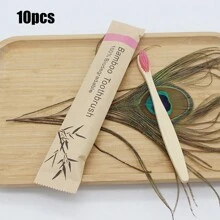 10/5/2支裝竹製牙刷，手動木柄軟毛牙刷，適合敏感牙齒與牙齦，居家深層清潔口腔護理，日常使用、旅行牙刷、牙科清潔工具、牙線、迷你牙刷 - 彩色 - 查看 26