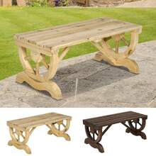 2-Person Wooden Garden Bench - Outdoor Wagon Wheel Porch Bench. Ideal For Backyard Garden. Rustic Country Style Patio Furniture. Adds Charm To Your Outdoor Space. - 黑色 - 查看 3