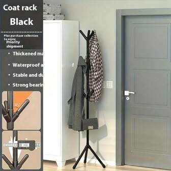 Easy-Assemble Coat And Hat Rack - Freestanding, Plastic, Simple Design For Bedroom/Living Room, No Power Needed, Non-Wood Material, Ideal For Hanging Clothes And Accessories