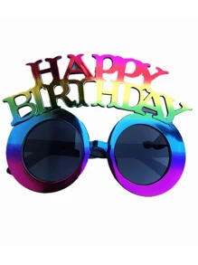 1pc Vintage-Style Happy Birthday Party Glasses, Fun, Colorful, And Quirky Photo Props Electroplated Glossy Glasses, Happy Birthday Party Glasses, Birthday Party Atmosphere Accessories, Photography Props Halloween