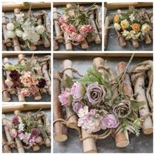 1PC Artificial Flowers Silk Roses Bouquets Fake Plants Room Decor Fall Decor Silk Hydrangea Bouquets Fake Plants For Centerpieces For Autumn Decorations Wedding Vase For Home Dining Room Bedroom Decorations, Festival Birthday Party Accessories, Outdoor Garden Decorations - Multicolor - View 11
