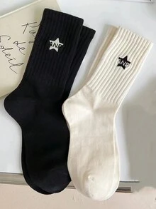 5 双随机运动条纹男女款透气吸湿排汗中筒袜，休闲街头服饰 - 彩色 - 查看 3