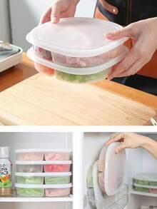 1 hộp đựng thực phẩm tươi PP cho tủ lạnh, hộp đựng thực phẩm bằng nhựa bền -20-120°C, hộp đựng thực phẩm đa năng cho tủ lạnh, hộp đựng giòn để bảo quản và đông lạnh thịt, rau, nông sản tươi - trắng - Xem 8