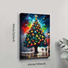 1pcs Christmas Tree Wall Art, Canvas Poster Print Wall Art For Bedroom, Living Room And Hallway, Ideal Gift For Home Decoration And Room Decor