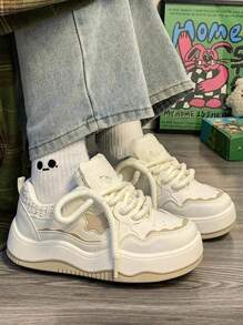 Giày thể thao đế dày họa tiết ngôi sao thời trang dành cho nữ - Màu be - Xem 1