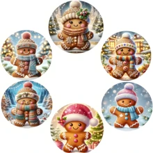 1 cái/4 cái/6 cái Đế lót ly hình Người bánh gừng dễ thương, Đế lót ly bằng polyester chịu nhiệt có lớp lót cao su chống trượt, Trang trí nhà cửa, Trang trí bàn bếp & bàn ăn, Thích hợp làm quà tặng - Nhiều màu - Xem 11