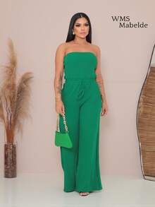 MABELDE Women's Strapless Jumpsuit With Cup Elegant - 綠色 - 查看 5