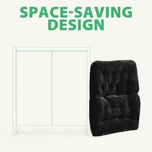 Comfy Saucer Chair For Adults, Soft Faux Fur Folding Lounge Chair For Bedroom Living Room Dorm Rooms Flexible Reading Chair For Teens Kids, X-Large Foldable Chair (Faux Fur-Black) - 人造毛皮-黑色 - 查看 4