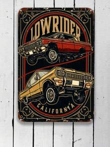 Letrero de metal vintage Lowrider California: arte decorativo de pared para el hogar, el bar o el garaje: placa de hojalata con estilo art déco