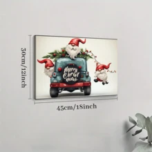 1pcs Cartoon Driving Santa Claus Wall Art, Canvas Poster Print Wall Art For Bedroom, Living Room And Hallway, Ideal Gift For Home Decor And Room Decoration