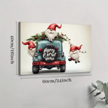 1pcs Cartoon Driving Santa Claus Wall Art, Canvas Poster Print Wall Art For Bedroom, Living Room And Hallway, Ideal Gift For Home Decor And Room Decoration