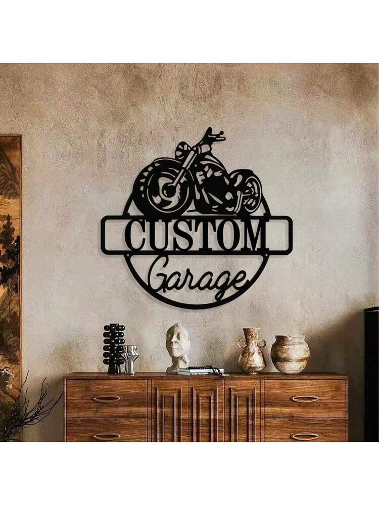 1pc Personalized Vintage-Style Motorcycle Garage Sign - Customized