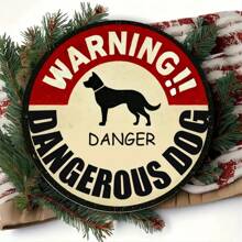 1 Biển báo cảnh báo cho chủ chó - "Cẩn thận với chó" Trang trí tường bằng gỗ tròn cho đường phố và chuồng chó - Biển báo trang trí Giáng sinh/Năm mới, Biển gỗ 8" X 8", Kiểu ngẫu nhiên (Biển địa chỉ và đồ trang trí tường) - Nhiều màu - Xem 8