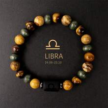 1 pièce Bracelet pour homme, perles en pierre d'œil de tigre, bangle, idées de cadeaux pour la sœur, cadeaux pour le frère, signes du zodiaque : Bélier Taureau Gémeaux Cancer Lion Vierge Balance Scorpion Sagittaire Capricorne Verseau Poissons