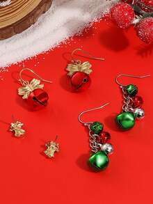 2/6pcs Christmas Titanium Steel Earrings Christmas New Accessories Christmas Bells Autumn And Winter New Suitable For Holiday Wear, But Also The Best Choice For Gifts - Multicolor - View 4