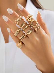10pcs Stackable Knuckle Rings Set, Suitable For Women Teens Girls, Aesthetic Fashion Delicate Open-Band Medium Ring Sets, Medium Finger Ring Sets Jewelry Gifts