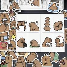 Set de 62 pegatinas de dibujos animados de Capibara aptas para botellas de agua, bolsas de regalo, cuadernos, tabletas, decoración de autos, decoración DIY de teléfonos, decoración de muebles, Navidad, Halloween, decoración de fiestas, regalos de vacaciones (color y patrón aleatorios)