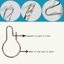100 个 6.8 厘米长浴帘扣、葫芦扣、浴帘环、窗帘挂钩 - 銀色 - 查看 9
