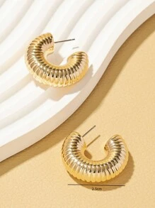 Pendientes de aro abierto con textura - Dorado - Ver 3