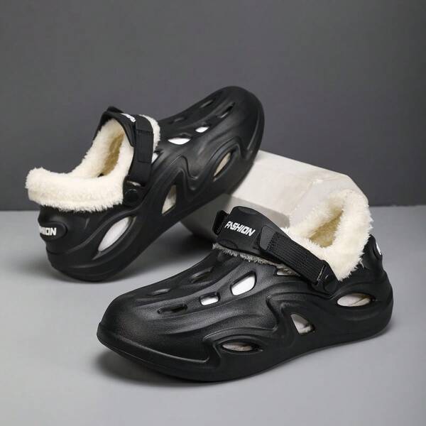 أحذية نسائية شتوية مريحة من الأحذية اللاصقة، بنمط كاجوال أحادي اللون عصري، بطبعات أنيقة، أحذية منزلقة، ذات قاع ناعم وسميك، بنعل خارجي مبطن بالإيفا حافظ للحرارة، مناسبة للاستخدام الخارجي