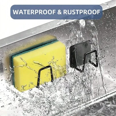 2 件豪华不锈钢水槽收纳盒 - 节省空间的免钻粘性支架，用于海绵、抹布、茶罐和排水管存储 - 必备厨房配件，可最大程度地整理台面并轻松清洁 家居浴室装饰 秋季装饰 返校