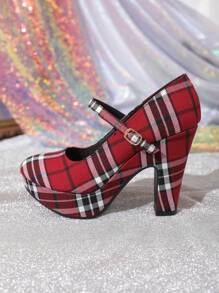 2024 New Round Toe Mary Jane Heels, Red Bridal Wedding Shoes For Petite Women With Platform