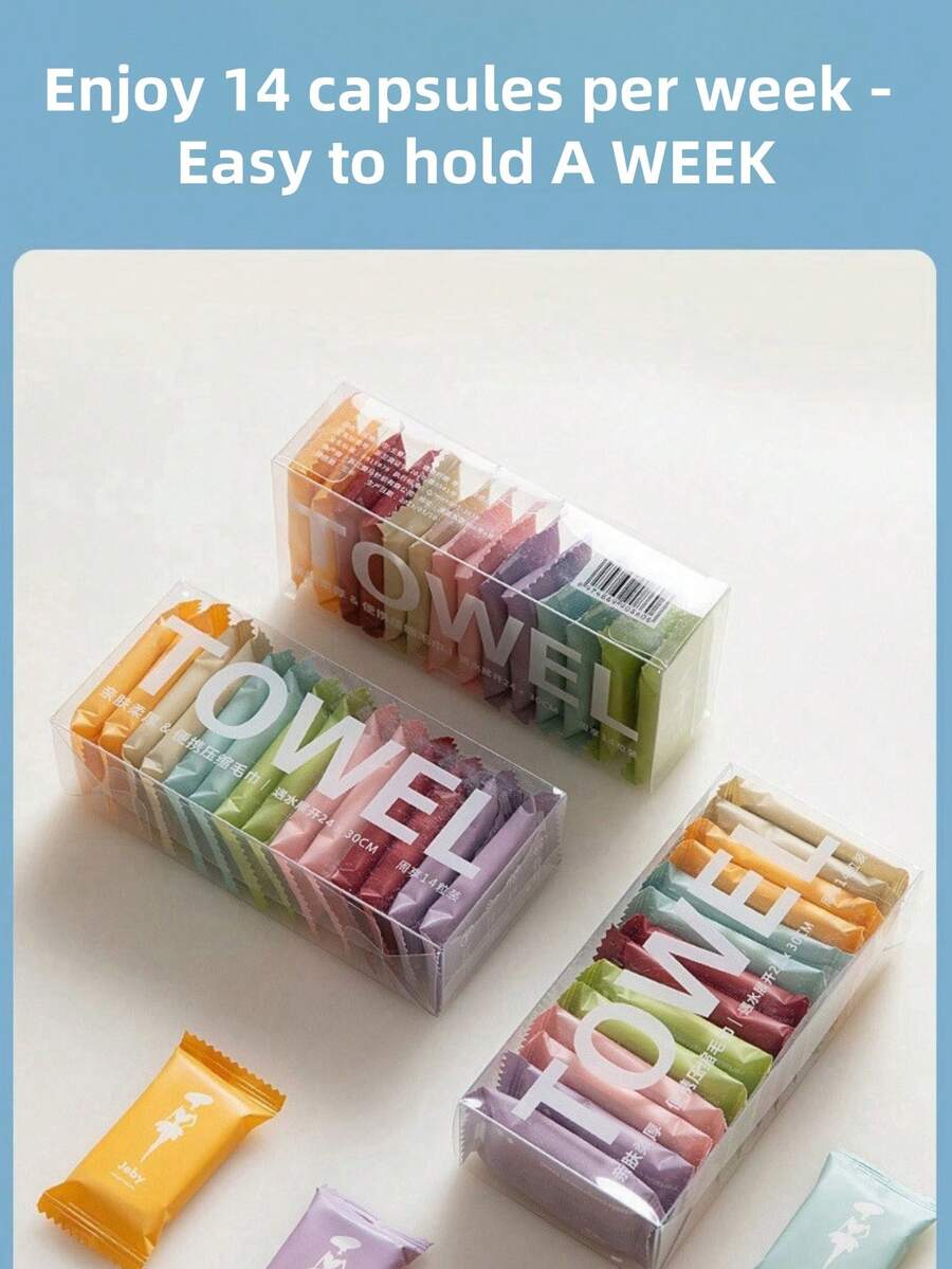 压缩毛巾，7/14 包一次性压缩毛巾，便携式面巾，户外旅行、露营、徒步旅行、运动、宠物、酒店、美容院使用，便携式零钱毛巾