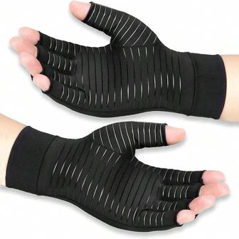 Arthritis Compression Gloves Women Men Hand Swelling And Carpal Tunnel Fingerless For Typing, Support For Joints,Copper Ion Gloves,Suitable For Cycling,Riding Motorcycle And Skiing,Black Gloves,Winter Hand Warmers