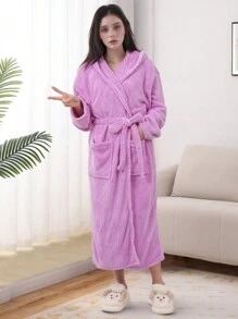 1 chiếc áo choàng tắm trùm đầu bằng vải nỉ san hô thời trang mới, siêu mềm, thấm hút, thân thiện với da, dùng cho phòng tắm, phòng tập thể dục, khách sạn, hồ bơi, kỳ nghỉ ở bãi biển - Vật dụng thiết yếu hàng ngày, lựa chọn lý tưởng cho gia đình và du lịch, món quà hoàn hảo cho mọi người trang trí phòng tắm gia đình mùa hè khi trở lại trường - Nhiều màu - Xem 11