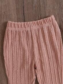 秋季少女休闲盖袖上衣和喇叭裤套装 - 藕粉色 - 查看 6