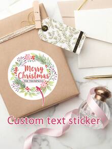 12 cái/24 cái/40 cái Vòng hoa Giáng sinh vui vẻ tùy chỉnh Chữ viết cá nhân Nhãn dán tròn cổ điển - Nhiều màu - Xem 5