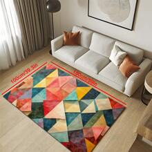 1 Pc, American Retro And Elegant Design, Rectangular Line Geometric Design Color Matching, Suitable For Living Room, Bedroom, Kitchen, Bathroom, Bathroom, Entrance Door, Courtyard, Four-Season Soft Floor Mat, Home Decoration Gifts Birthday Graduation