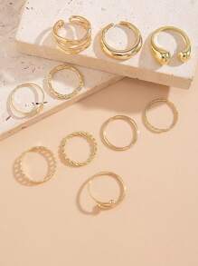 10pcs Stackable Knuckle Rings Set, Suitable For Women Teens Girls, Aesthetic Fashion Delicate Open-Band Medium Ring Sets, Medium Finger Ring Sets Jewelry Gifts