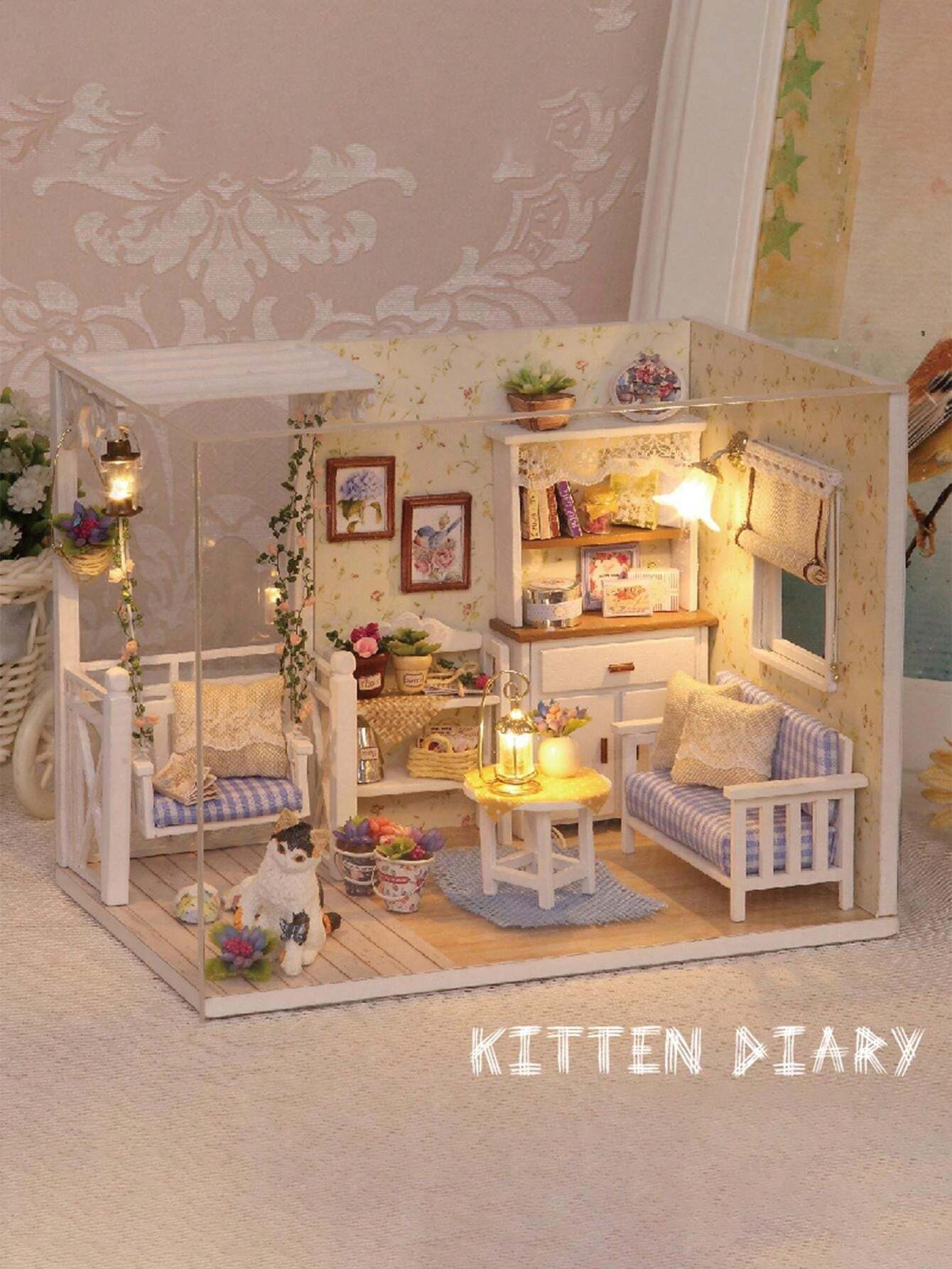 124 Scale DIY Miniature House Materials Kit, Model Dollhouse, Bedroom