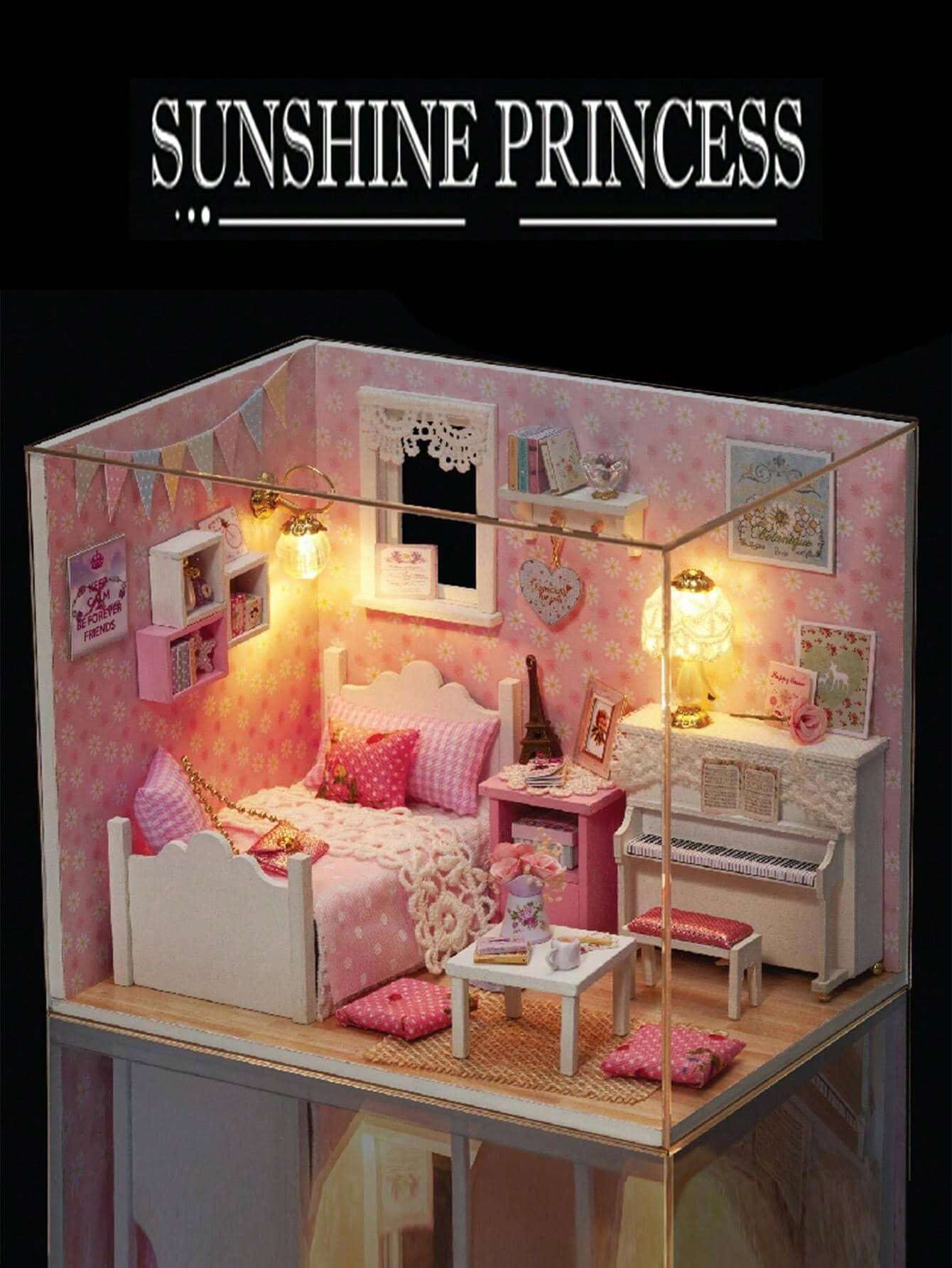 124 Scale DIY Miniature House Materials Kit, Model Dollhouse, Bedroom